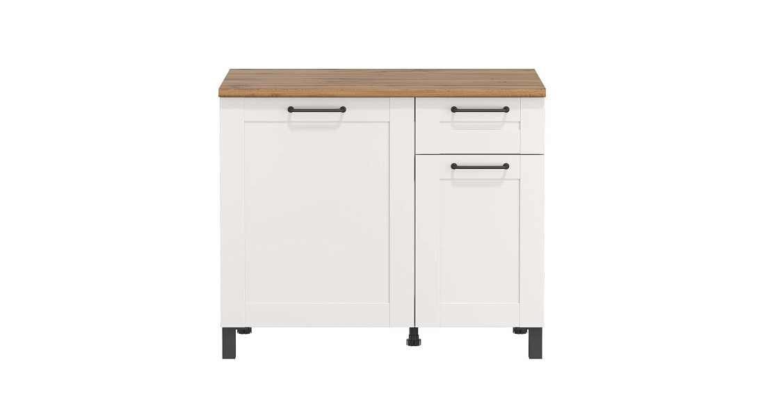 Шкаф Аризона (1000) белый/столешница дуб вотан/ДВПО белый/профиль ПВХ белый О