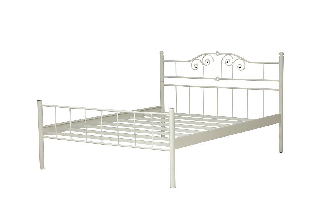 Кровать двойная 42.26-01 Бостон металл белый