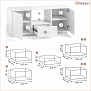 Тумба для ТВ Монако белый/ПВХ белое дерево/стекло